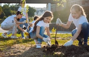 Children planting trees