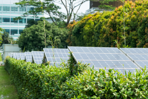 Solar Power Plant in modern city,Sustainable Renewable Energy